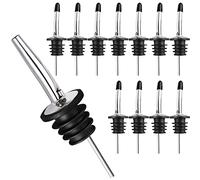 JSMTKJ 12 Pezzi Versatori in Acciaio Inox Beccuccio Conico Liquore Bottiglia Versatore Tappo Versatore Salvagoccia con Cappucci di Gomma per Cocktail Liquore Vino Olio Aceto