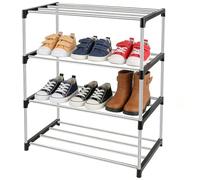 JSMTKJ Scarpiera a 4 Ripiani, Impilabile Scaffale Portascarpe in Metallo, Rastrelliera Scarpe per Ingresso Soggiorno Camera da Letto Cucina