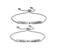 JSNOM Regalo Bracciale Coppia Fidanzati: Bracciali lui e lei Uomo Donna Acciaio, Regali per Compleanno San Valentino Natale per Fidanzata Amico (Round pearl chain-Always Forever&Forever Always)