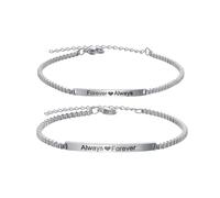 JSNOM Regalo Bracciale Coppia Fidanzati: Bracciali lui e lei Uomo Donna Acciaio, Regali per Compleanno San Valentino Natale per Fidanzata Amico (Box chain-Always Forever&Forever Always)