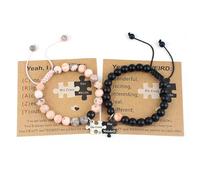 JSNOM Regalo Bracciale Coppia Fidanzati: Bracciali lui e lei Uomo Donna Pietra Regolabile, Gioielli Regali per Compleanno San Valentino Natale per Fidanzata Fidanzato (D-His Crazy&Her Weirdo-BP)