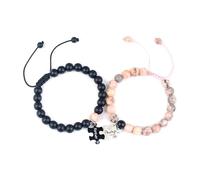 JSNOM Regalo Bracciale Coppia Fidanzati: Bracciali lui e lei Uomo Donna Pietra Regolabile, Gioielli Regali per Compleanno San Valentino Natale per Fidanzata Fidanzato (B-Always&Forever-BP)