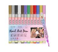 Jsnwernb Penne Per Smalto Gel,12 Colori 0.7mm Penna Artistica Per Pittura Unghie 3D - Marcatori Per La Creazione Di Puntini Sulle Unghie | Per Casa E Salon Matrimonio Formale Viaggio Manicure Casual