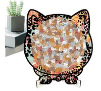 Jsnwernb Puzzle in legno per grandi e piccini, decorazione per la casa a forma di gatto, puzzle in legno con motivo animali, per adulti, per donne, uomini, bambini, figlie