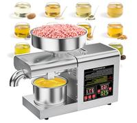 json2xml Frantoio Automatico da 1100 W per l'estrazione Olio Girasole/Oliva con tramoggia da 6 Litri, frantoio Domestico a Caldo/Freddo in Acciaio Inossidabile con Temperatura regolata a 104-500 ℉