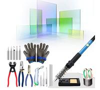 json2xml Kit di Strumenti Professionale di Vetro per Piastrelle di Mosaico, con 6pcs Set di Strumenti di Taglio di Vetro & Pistola di Ferro da Saldare Set&Copper Foil Tape&500g Filo di Saldatura