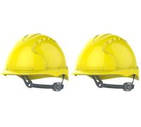JSP EVO 2 Casque de sécurité avec harnais à cliquet Casque de sécurité industriel EN 397 pour le bâtiment, la construction et les chantiers Jaune (AJE030000200) (Confezione da 2)