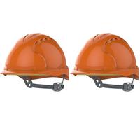 JSP EVO 2 Casque de sécurité avec harnais de réglage à cliquet Aéré Casque de sécurité industriel EN 397 pour le bâtiment, la construction et les chantiers Orange (AJF030000800) (Confezione da 2)
