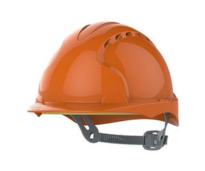 JSP EVO 2 Casque de sécurité avec harnais de réglage à cliquet Aéré Casque de sécurité industriel EN 397 pour le bâtiment, la construction et les chantiers Orange (AJF030000800)