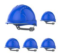 JSP EVO 2 Safety Helmet with Slip Ratchet Adjustment Harness EN 397 Industrial Hard Hat for Building, Construction and Work sites Blue (AJE030000500) (Confezione da 5)