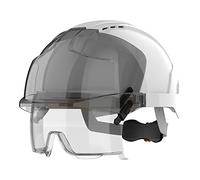 JSP EVO VISTAlens Casco di sicurezza con occhiali integrati, Ventilato, Bianco/Grigio (AMB170005F00)