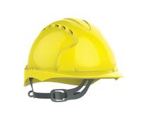 JSP EVO2 Elmetto da Cantiere, Ventilato, Cricchetto a Scorrimento, Giallo | Bardatura ad alta precisione per edilizia, ingegneria civile e industria. Leggero e confortevole. EN 397.