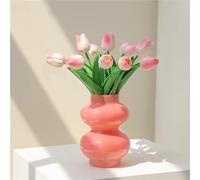 JSPYFITS - Vaso da fiori idroponico in vetro, a due bolle, colorato, 17,8 cm, per casa, ufficio, matrimoni, feste, decorazione per fiori (rosa)