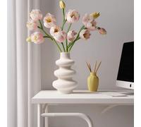 JSPYFITS Vaso moderno in ceramica per erba della pampa, INS stile nordico vaso per fiori secchi, tre strati, boho decorazione per la casa per centerpiece matrimonio/festa/regali M