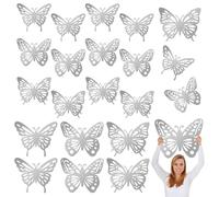 JSRQT 18 Pezzi Adesivi Murali Farfalle 3D Grandi, 2 Taglie 3 Stili Decorazioni per Feste Kit Decorazioni Murali Farfalla Adesivi Murale Decorazione per Compleanno Matrimonio Baby Shower (Argento)