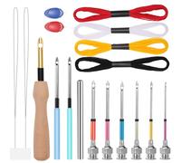 JSRQT 18 Pezzi Punch Needle Kit Punch Needle Ago Magico Ricamo 8 Taglie per Principianti Penna Lavori Di Cucito Fai Da Te Regolabile Strumento Cuciture Tool Punzonatura Ricami Aghi Cucire a Mano