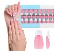 JSRQT 240 Pezzi Unghie Finte French Gel, Unghie Finte Artificiali con Punta Francese Lunga Bara, 3 in 1 X-Coat Stick Unghie Acrilico French Press on Nail, Fake Nail Art DIY per Donne e Ragazze, Rosa