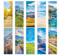 JSRQT 30 Pezzi Segnalibri della Bibbia, Segnalibri di Carta Paesaggio Doppia Faccia con Citazioni Ispiratrici Cristiane e Righello, Clip di Pagine Religiose per Donne Uomini Bambini, 10 Stili