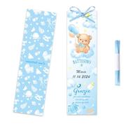 JSRQT 30 pz Battesimo Nascita Blu Segnaposto Segnaposti Cartellini Comunione con Nastrino Cartoncino Personalizzato Orsetto Matrimonio Cresima Decorazione Allestimento Tavolo Laurea Addobbi Bimbo