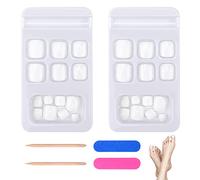 JSRQT 48 Pezzi Unghie Finte Piedi Bianche Unghie Finte Acriliche Adesive per i Piedi per Donne e Ragazze Squisite Tips Unghie Press on Nails per Piedi Decorazioni per Unghie Fake Nails (12 Taglie)