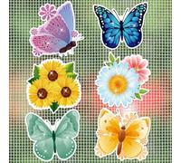 JSRQT 6 Paia Decalcomania Magnetica per Porta Zanzariera,Farfalla Fiori Magneti per Porte Scorrevoli,Protezione Magneti Porte a Schermo per Protezione per Bambini e Animali Domestici