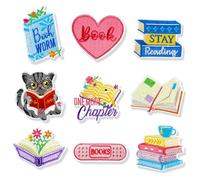 JSRQT 9 Pezzi Amanti dei Libri Toppe Termoadesive, Colorati Autoadesivi Ricamati Applique, Toppe per Vestiti da Cucire Ricamo Adesivi Decalcomanie per Abbigliamento T-shirt Cappello Borsa Giacche Jean