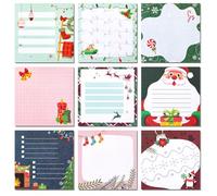 JSRQT 9 Pezzi Note Adesive Natale 3×3 Inch, Blocchi di Note Autoadesive con Babbo Natale Calze di Natale Design Sticky Notes, Foglietti Adesivi Memo Pads per Natale Scuola Ufficio Casa Decorazione