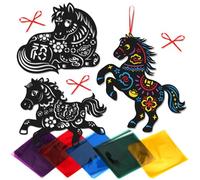 JSRQT Fogli Cellophane Trasparente Anno del Cavallo, 3 Pezzi Fogli di Pellicola Trasparente Colorata, Acetato Trasparenti Colorati, DIY Artigianato Decorazioni, Capodanno Cinese Chinese New Year