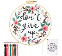 JSRQT Kit da Ricamo per Principianti, Ricamo Starter Kit da Punto Croce, Kit da Ricamo a Mano per Gli Amanti Dell'artigianato incluso Tessuto con Motivo con Parole Ispiratrici, Aghi e Fili da Ricamo