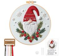 JSRQT Kit Ricamo Starter Principianti Embroidery Natale Artigianale Punto Croce da Ricamare Christmas Mano Regalo per Adulto DIY Cucire Accessori Attrezzi Cross Stitch Cucito Pratica Artigianato