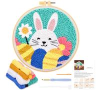 JSRQT Pasqua Punch Needle Kit Completo per Principianti Adulti Kit di Ricamo per Aghi da Punzonatura Mestiere Ricamo Starter Kit con Telaio Punch Needle Stick Starter Kit Istruzioni Embroidery Kit