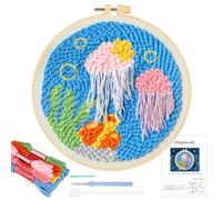 JSRQT Punch Needle Starter Kit Completo Medusa Strumento di Ricamo per Principianti Adulti Aghi da Punzonatura con Telaio Istruzioni Ago Embroidery Stick Punto Croce Mestiere