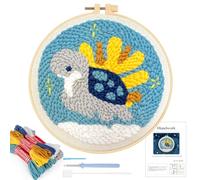JSRQT Punch Needle Starter Kit Completo Tartaruga Marina Strumento di Ricamo per Principianti Adulti Aghi da Punzonatura con Telaio Istruzioni Ago Embroidery Stick Punto Croce Mestiere