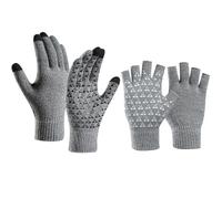 JSTHHTT 2 Paia Guanti Invernali Uomo, Guanti Termici Antiscivolo Touch Screen, Guanti Senza Dita Guanti Mezze Dita Guanti Invernali Guanti Caldi Lavorati A Maglia (Grigio)