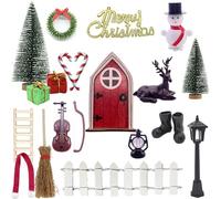 JSTHHTT 22 Pezzi Porta degli Elfi di Natale, Kit Porta dell Elfo Gnomo di Natale, Decorazioni Casa di Natale, con Ghirlanda di Natale, Mini Albero Natale, Scopa, Stivali, Scala