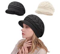 JSTHHTT 2PCS Donna Cappello Invernale, Cappelli Donna Fodera Calda in Peluche, Cappello Donna Inverno con Visiera, Calde Cappelli Invernali per Le Ragazze delle Donne