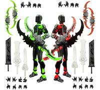 JSTHHTT 2PCS Figurine Articulée Set, 3D Imprimé Multi-articulées, Action Figurine, fFigurine d'action de Robot Multi-Articulations, Décorants de Bureau pour Les Amateurs de Jeu Toys, Noir, Vert