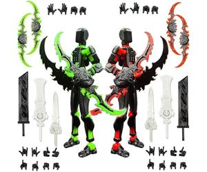 JSTHHTT 2PCS Figurine Articulée Set, 3D Imprimé Multi-articulées, Action Figurine, fFigurine d'action de Robot Multi-Articulations, Décorants de Bureau pour Les Amateurs de Jeu Toys, Noir, Vert