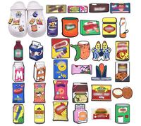 JSTHHTT 33 Pezzi Accessori per Crocs, Charm Decorativi per Crocs, Decorazioni per Scarpe, Pins Ciondoli Shoe Charms, Accessori per Sandali, per Scarpe a Forma di Cibo per Ragazze, Ragazzi