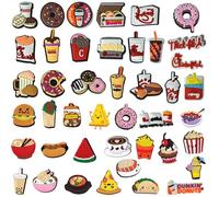 JSTHHTT 43 Pezzi Accessori per Crocs, Charm Decorativi per Crocs, Decorazioni per Scarpe, Pins Ciondoli Shoe Charms, Accessori per Sandali, per Scarpe a Forma di Cibo per Ragazze, Ragazzi