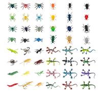 JSTHHTT 48 Pezzi Set Animali Plastica Giocattolo per Bambini, Animali Giocattolo per Bambini, Plastica Insetti Realistici e Ragno, Lucertole, Mantidi, Libellula per Bambini per Scopo Didattico