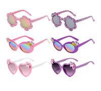 JSTHHTT 6 Pezzi Occhiali da Sole per Bambini, Unicorno Occhiali da Sole, UV400 Obiettivo Mirrored, per Bambina