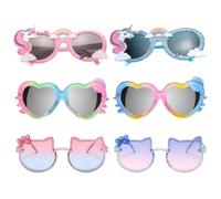 JSTHHTT 6 Pezzi Unicorno Occhiali da Sole per Bambini, Occhiali a Cuore, Occhiali da Sole Bambino Forma di Gatto, Telaio Flessibile, Unisex Bambini e Ragazzi