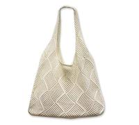 JSTHHTT Borsa Tote per Donna, Borsa da Spiaggia in Rete All'uncinetto, Borsa Intrecciata, in Stile Bohémien, per Scuola, Università, Viaggi, Lavoro