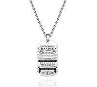 Jstud Collana con targhetta per cani con scritta in inglese "To My Son di Dad Mom Never Forget How Much I Love You", regalo di compleanno o di Natale, Acciaio inossidabile, Nessuna pietra preziosa