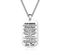 Jstud Collana con targhetta per cani con scritta in inglese "To My Son di Dad Mom Never Forget How Much I Love You", regalo di compleanno o di Natale, Acciaio inossidabile, Nessuna pietra preziosa