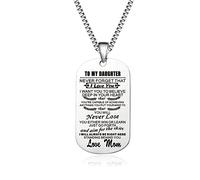 Jstud Collana con targhetta per cani con scritta in inglese "To My Son di Dad Mom Never Forget How Much I Love You", regalo di compleanno o di Natale, Acciaio inossidabile, Nessuna pietra preziosa