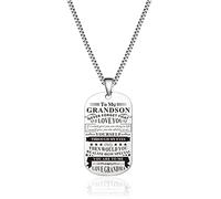 Jstud Collana con targhetta per cani con scritta in inglese "To My Son di Dad Mom Never Forget How Much I Love You", regalo di compleanno o di Natale, 50X28MM, Acciaio inossidabile, Nessuna pietra