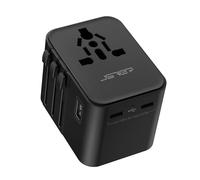 JSVER Adattatore da viaggio in tutto il mondo, compatto adattatore da viaggio internazionale con 2 USB C e 1 USB A, adattatore universale per presa USA/Europa/UK/Giappone/Cina/OFF