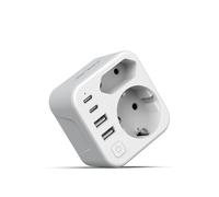 JSVER Adattatore da Viaggio per Svizzera con 1 Presa Schuko e 2 Porte USB-A+2 Porte USB-C,Presa Schuko UE tipo J per Maldive, Svizzera, Liechtenstein, Giordania, Madagascar e Altro Ancora（Bianco）